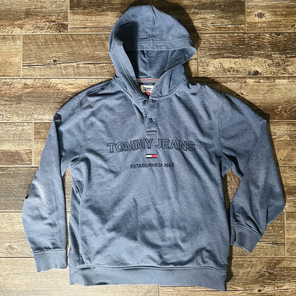 Tommy Jeans Sweatshirt Hoodie Men's Large Long Sleeve Tommy Hilfiger Blue / Gray